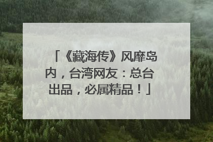 《藏海传》风靡岛内，台湾网友：总台出品，必属精品！