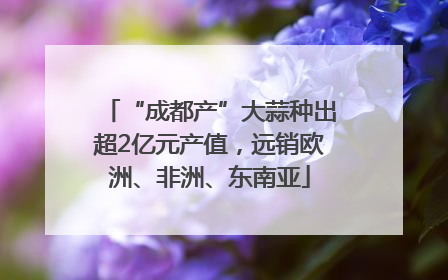 “成都产”大蒜种出超2亿元产值，远销欧洲、非洲、东南亚