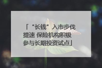 “长钱”入市步伐提速 保险机构积极参与长期投资试点