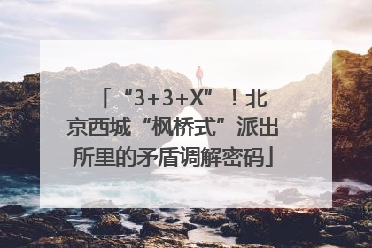 “3+3+X”！北京西城“枫桥式”派出所里的矛盾调解密码