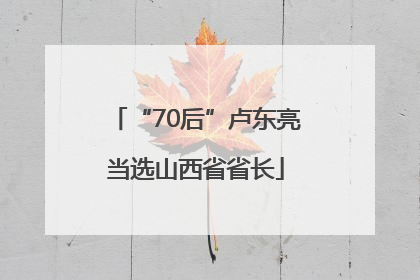 “70后”卢东亮当选山西省省长