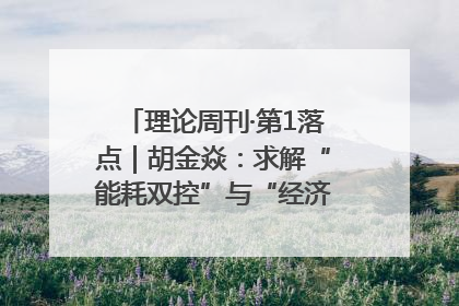 理论周刊·第1落点｜胡金焱：求解“能耗双控”与“经济增长”矛盾