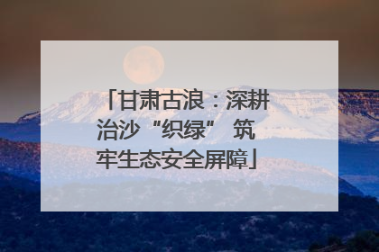 甘肃古浪：深耕治沙“织绿” 筑牢生态安全屏障
