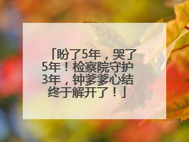 盼了5年，哭了5年！检察院守护3年，钟爹爹心结终于解开了！