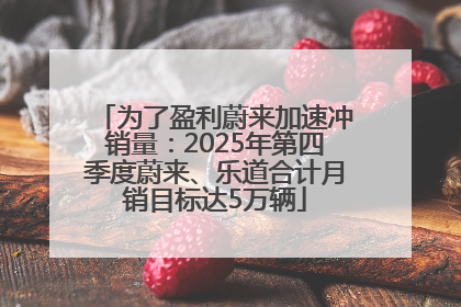 为了盈利蔚来加速冲销量：2025年第四季度蔚来、乐道合计月销目标达5万辆