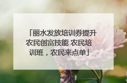 丽水发放培训券提升农民创富技能 农民培训班，农民来点单