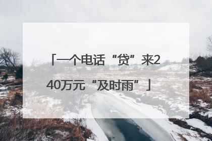 一个电话“贷”来240万元“及时雨”