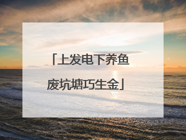 上发电下养鱼 废坑塘巧生金