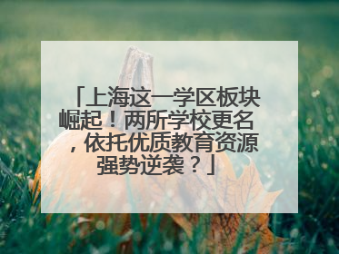 上海这一学区板块崛起！两所学校更名，依托优质教育资源强势逆袭？