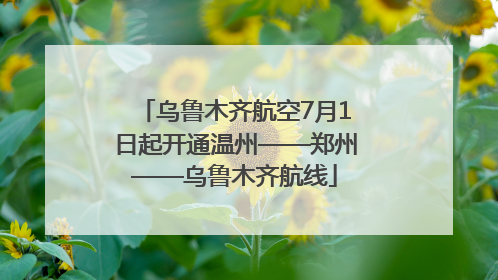 乌鲁木齐航空7月1日起开通温州——郑州——乌鲁木齐航线