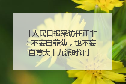 人民日报采访任正非：不妄自菲薄，也不妄自尊大丨九派时评
