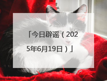 今日辟谣（2025年6月19日）