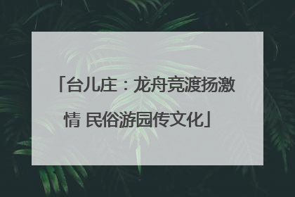 台儿庄：龙舟竞渡扬激情 民俗游园传文化