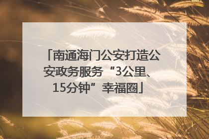 南通海门公安打造公安政务服务“3公里、15分钟”幸福圈