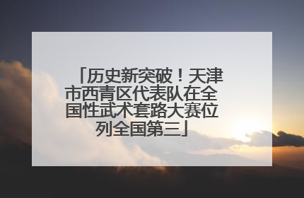 历史新突破！天津市西青区代表队在全国性武术套路大赛位列全国第三