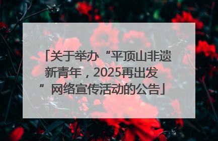 关于举办“平顶山非遗新青年，2025再出发”网络宣传活动的公告