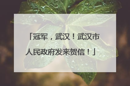 冠军，武汉！武汉市人民政府发来贺信！