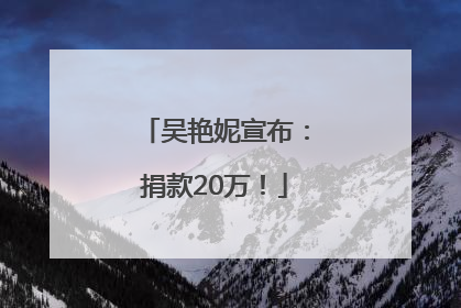 吴艳妮宣布：捐款20万！