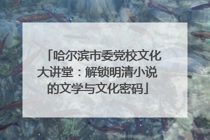哈尔滨市委党校文化大讲堂：解锁明清小说的文学与文化密码