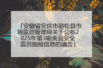 安徽省安庆市宿松县市场监督管理局关于公布2025年第3期食品安全监督抽检信息的通告