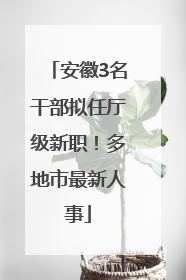 安徽3名干部拟任厅级新职！多地市最新人事