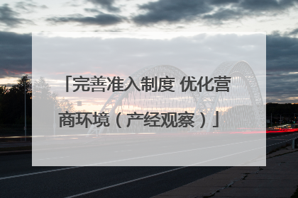 完善准入制度 优化营商环境（产经观察）