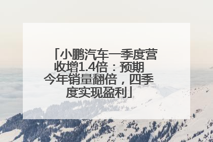 小鹏汽车一季度营收增1.4倍：预期今年销量翻倍，四季度实现盈利
