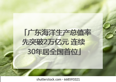 广东海洋生产总值率先突破2万亿元 连续30年居全国首位
