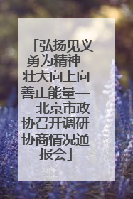 弘扬见义勇为精神 壮大向上向善正能量——北京市政协召开调研协商情况通报会