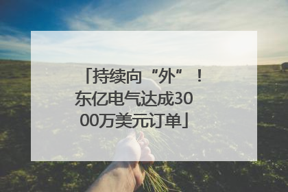 持续向“外”！东亿电气达成3000万美元订单