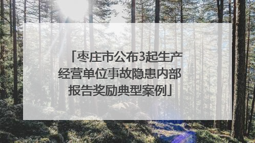 枣庄市公布3起生产经营单位事故隐患内部报告奖励典型案例