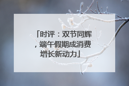 时评：双节同辉，端午假期成消费增长新动力
