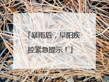 暴雨后，阜阳疾控紧急提示！