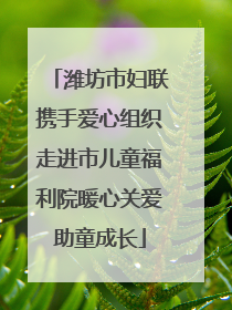 潍坊市妇联携手爱心组织走进市儿童福利院暖心关爱助童成长