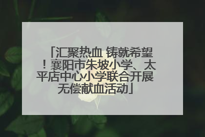 汇聚热血 铸就希望！襄阳市朱坡小学、太平店中心小学联合开展无偿献血活动