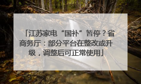 江苏家电“国补”暂停？省商务厅：部分平台在整改或升级，调整后可正常使用