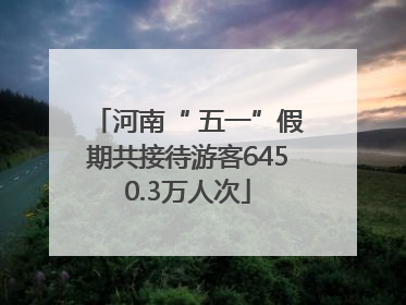 河南“ 五一”假期共接待游客6450.3万人次