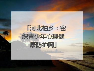 河北柏乡：密织青少年心理健康防护网