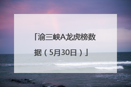 渝三峡A龙虎榜数据（5月30日）