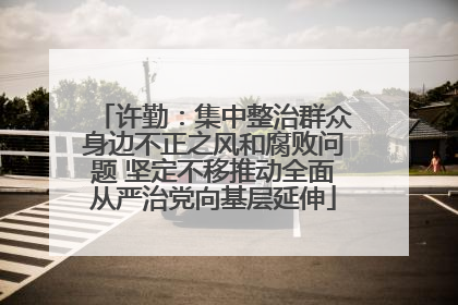 许勤：集中整治群众身边不正之风和腐败问题 坚定不移推动全面从严治党向基层延伸
