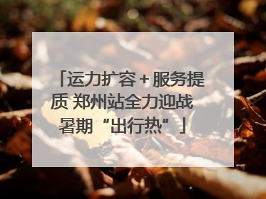 运力扩容＋服务提质 郑州站全力迎战暑期“出行热”