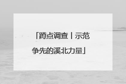 蹲点调查丨示范争先的溪北力量