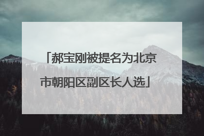 郝宝刚被提名为北京市朝阳区副区长人选