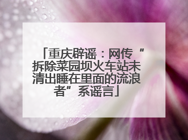 重庆辟谣：网传“拆除菜园坝火车站未清出睡在里面的流浪者”系谣言