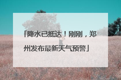 降水已抵达！刚刚，郑州发布最新天气预警