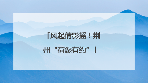 风起倩影摇！荆州“荷您有约”