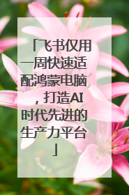 飞书仅用一周快速适配鸿蒙电脑，打造AI时代先进的生产力平台